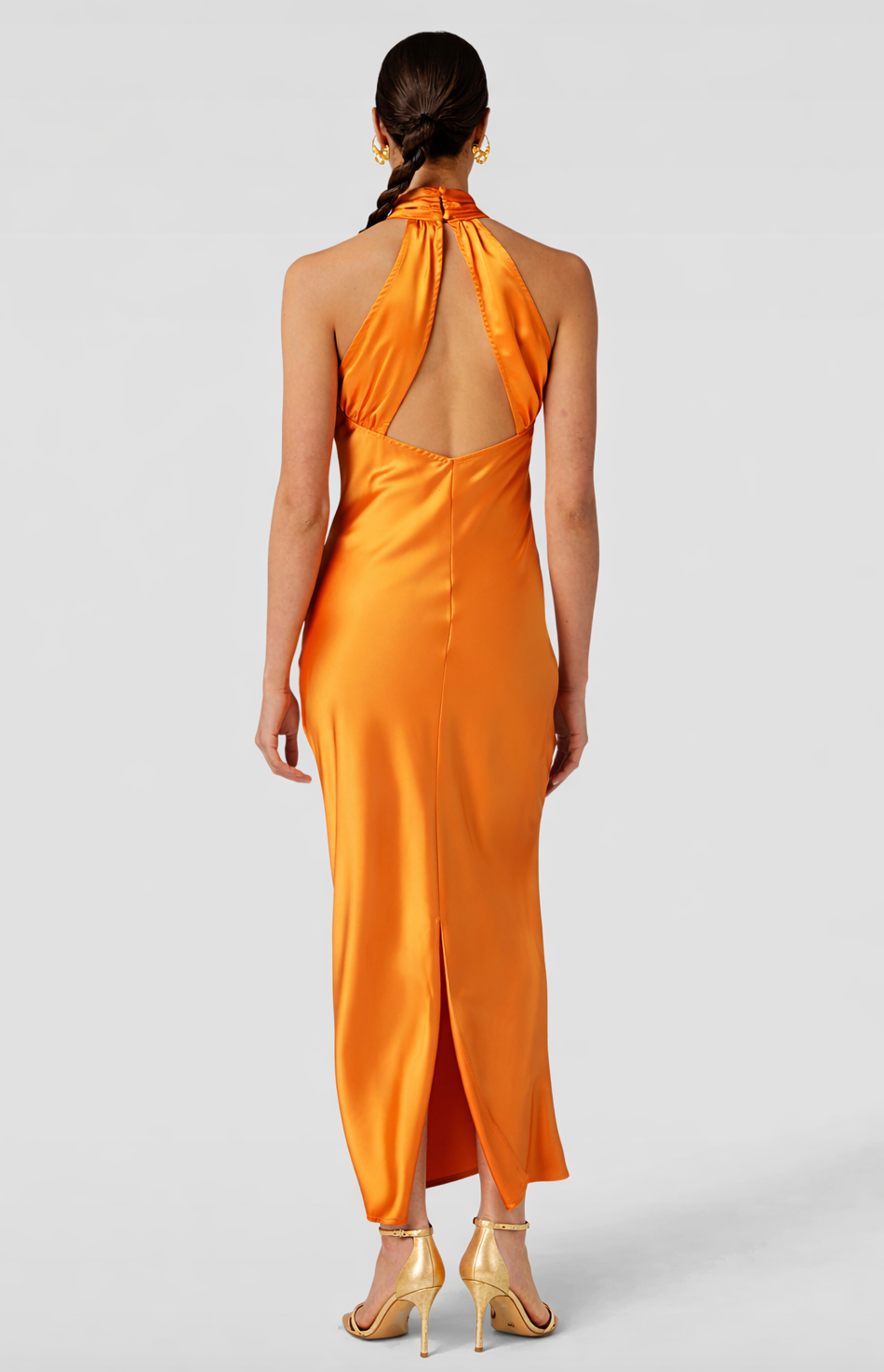Gina Tricot - Robe satin orange col américain