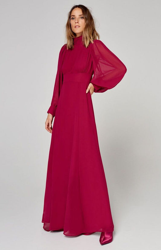 Uterqüe - Robe longue bordeaux dos nu