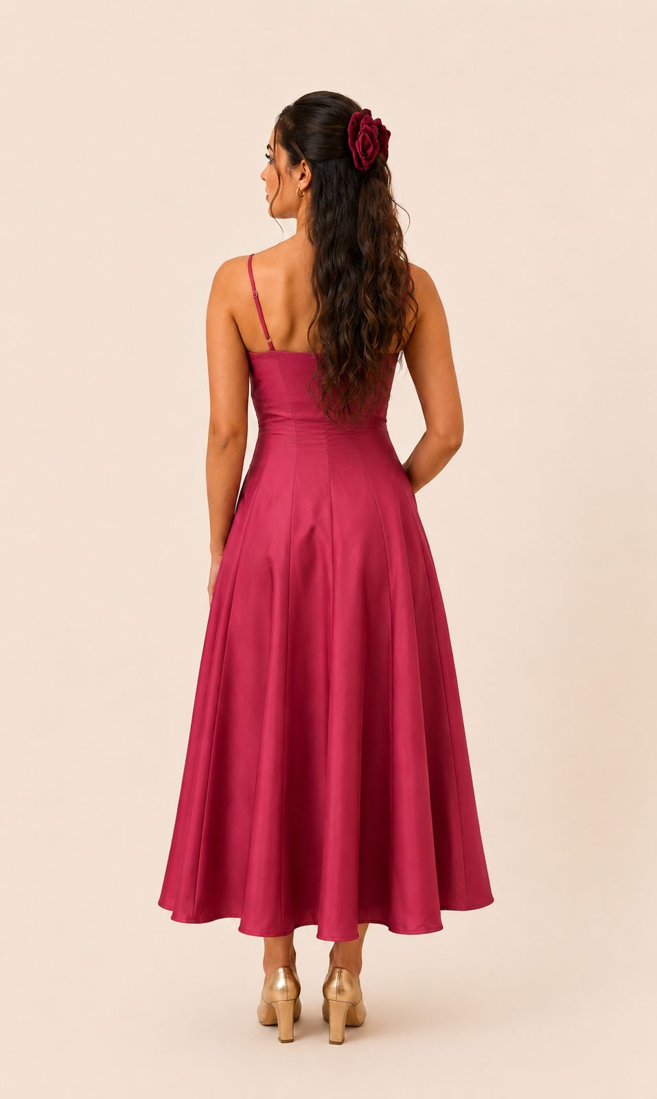 Robe pétales bordeaux