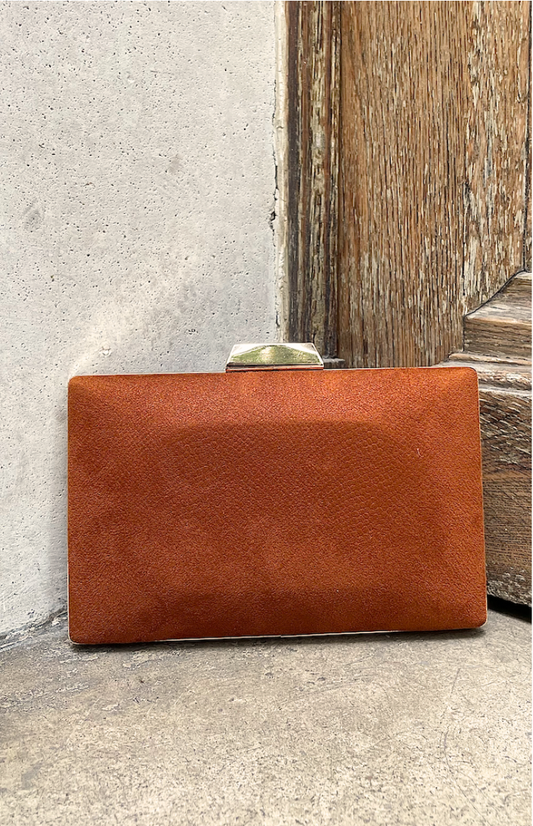 Pochette velours marron bombée
